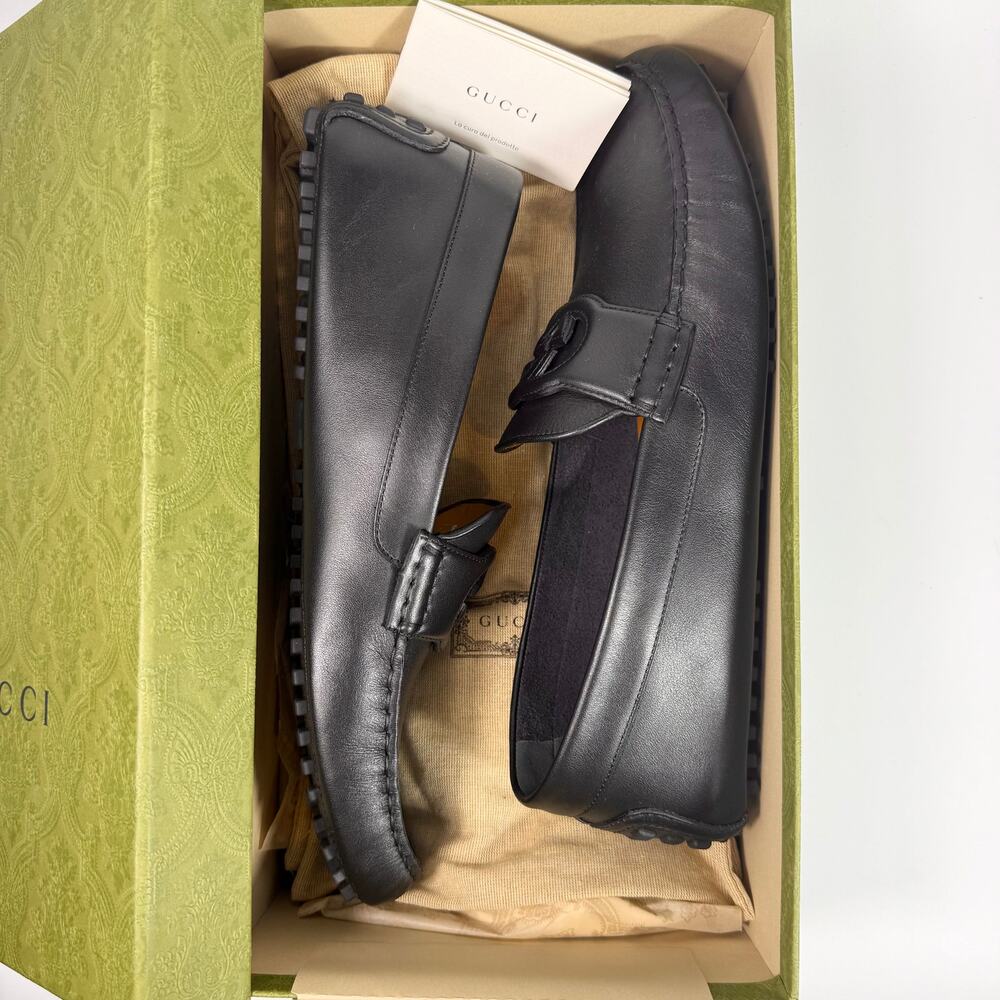 Gucci Interlocking G Driver Leather Loafer - Men’s 13.5 - Picture 2 of 8